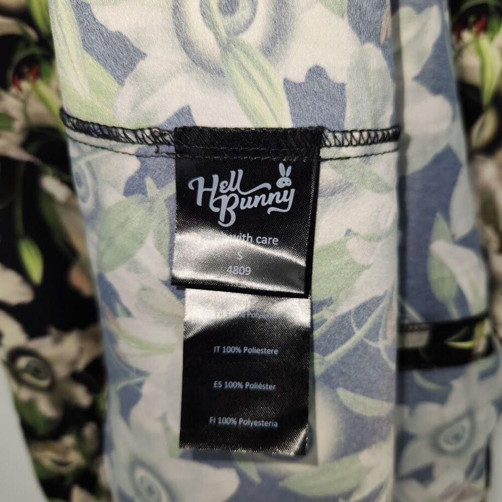 New Hell Bunny Peepers Fit & Flare Dress Eyeball Lilly Flowers Print Small - Picture 5 of 5